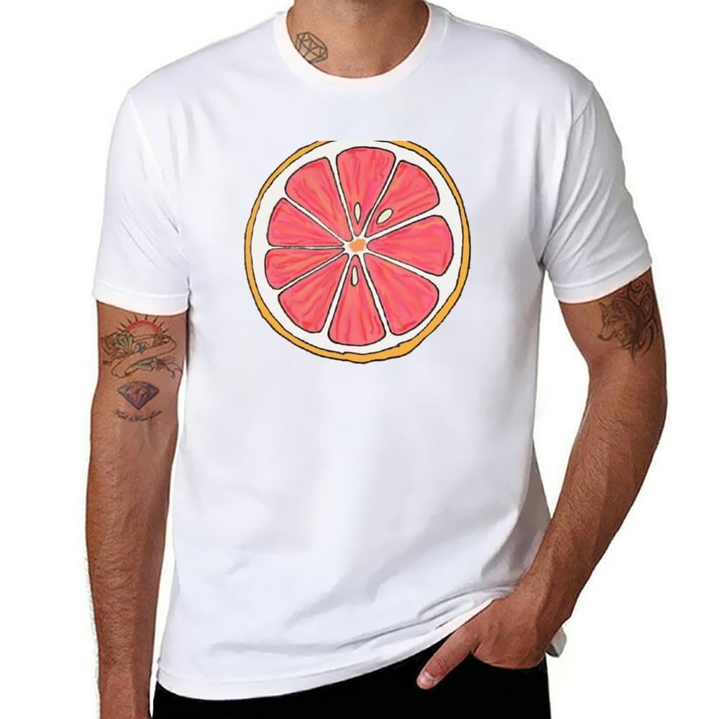 Pink Grapefruit Slice Tshirt Casual Street Style Short Sleeve Tee