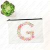 Initials Flower Women White Cosmetic Bag Travel Lipstick Bags Mujer Bolsas Bridesmaid Maid of Honor Makeup Bag Wristlet Clutch