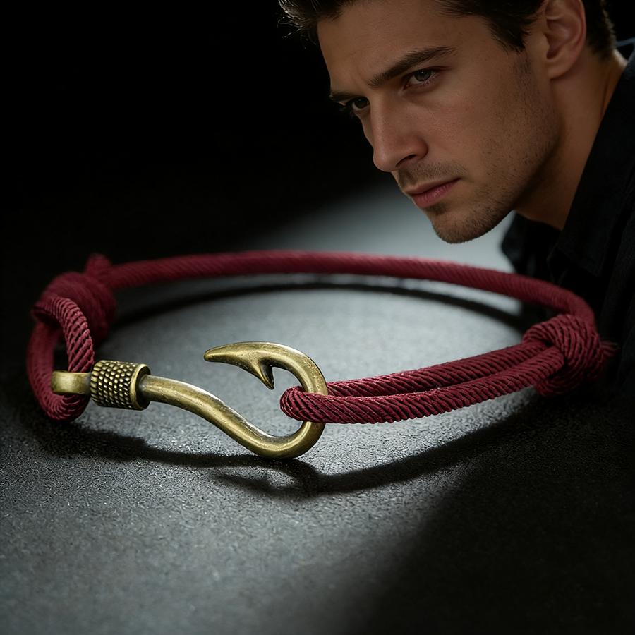 Vintage Fishhook Bracelet Men 10 Colors Available Environmentally Friendly Material Sports Sweat Absorbing Braslet Adjustable