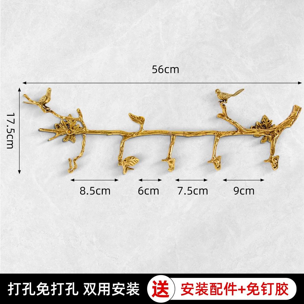 Decorative Retro Brass Coat Hooks Rust-Resistant Bird Clothes Hanger Unique Wall Mounted Branch Design for Entryway Organization