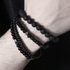 4Pcs/Set Black Gall Stone Volcanic Stone Wood Beads Multi-layer Men's Combination Elastic Bracelet For Couple Friends Jewelry