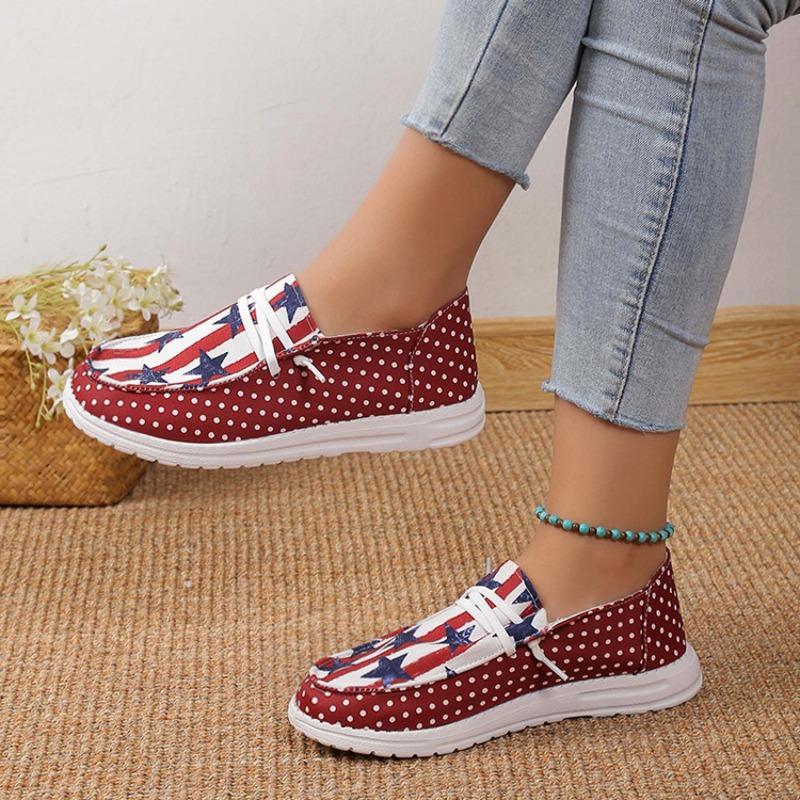 Plus-size Single Shoes Women's 2023 Spring New Star Stripe Low-top Pedaling Women's Shoes