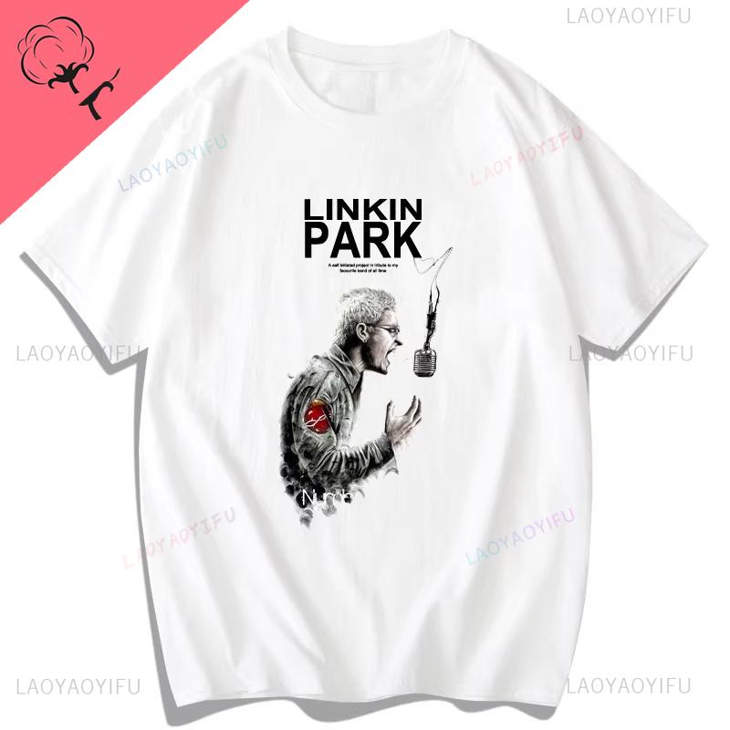 Červená korejská trička s krátkým rukávem Linkin Park pro muže a ženy Linkin Park Evropská a americká hudba Rocková kapela Ropa Hombre