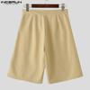 INCERUN Men Zipper Button Waist Layers Casual Half Wide Leg Short Pants Shorts