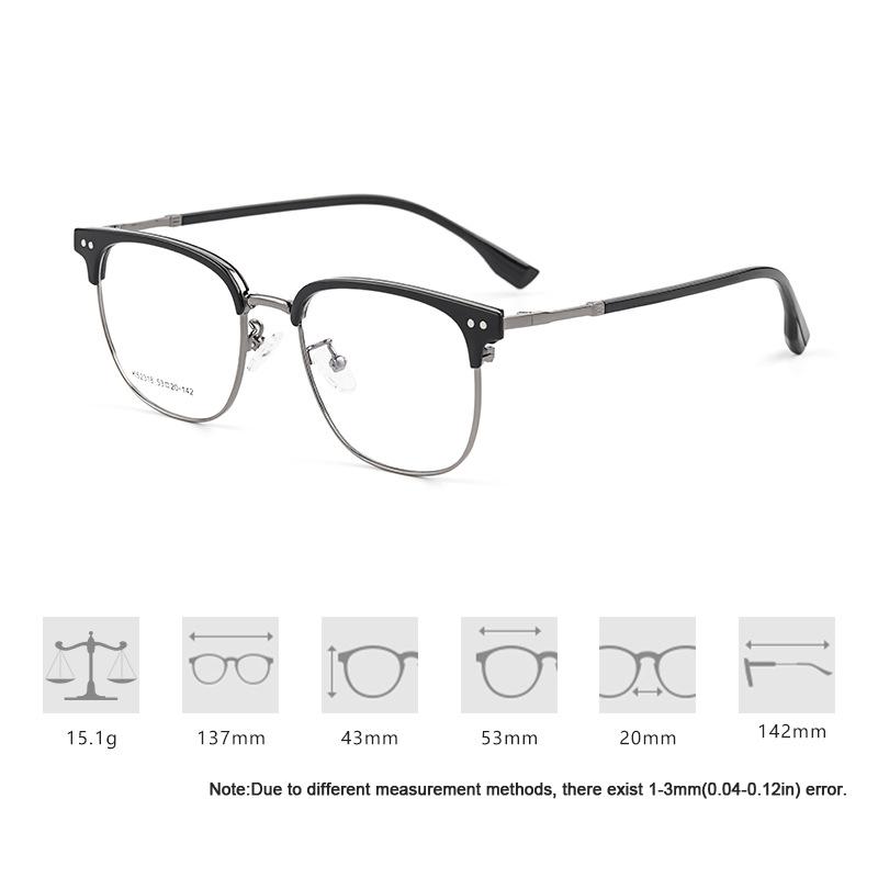 

Classic Business Eyebrow Frame Retro Alloy Science and Engineering Scholar Half-frame Glasses White Collar Ultra-light Eyewear No Lens черный серый