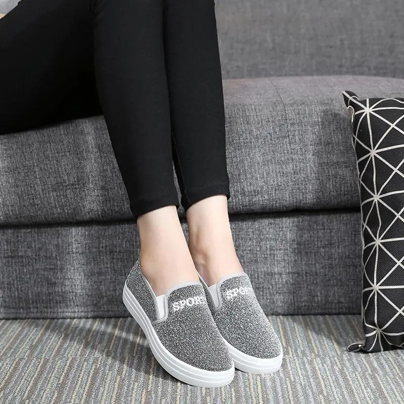 Fashion Flat Slip On Ladies Shoes Black Loafers Canvas Women Footwear Walking A New In Daily Routine Autumn High Quality And Low Price