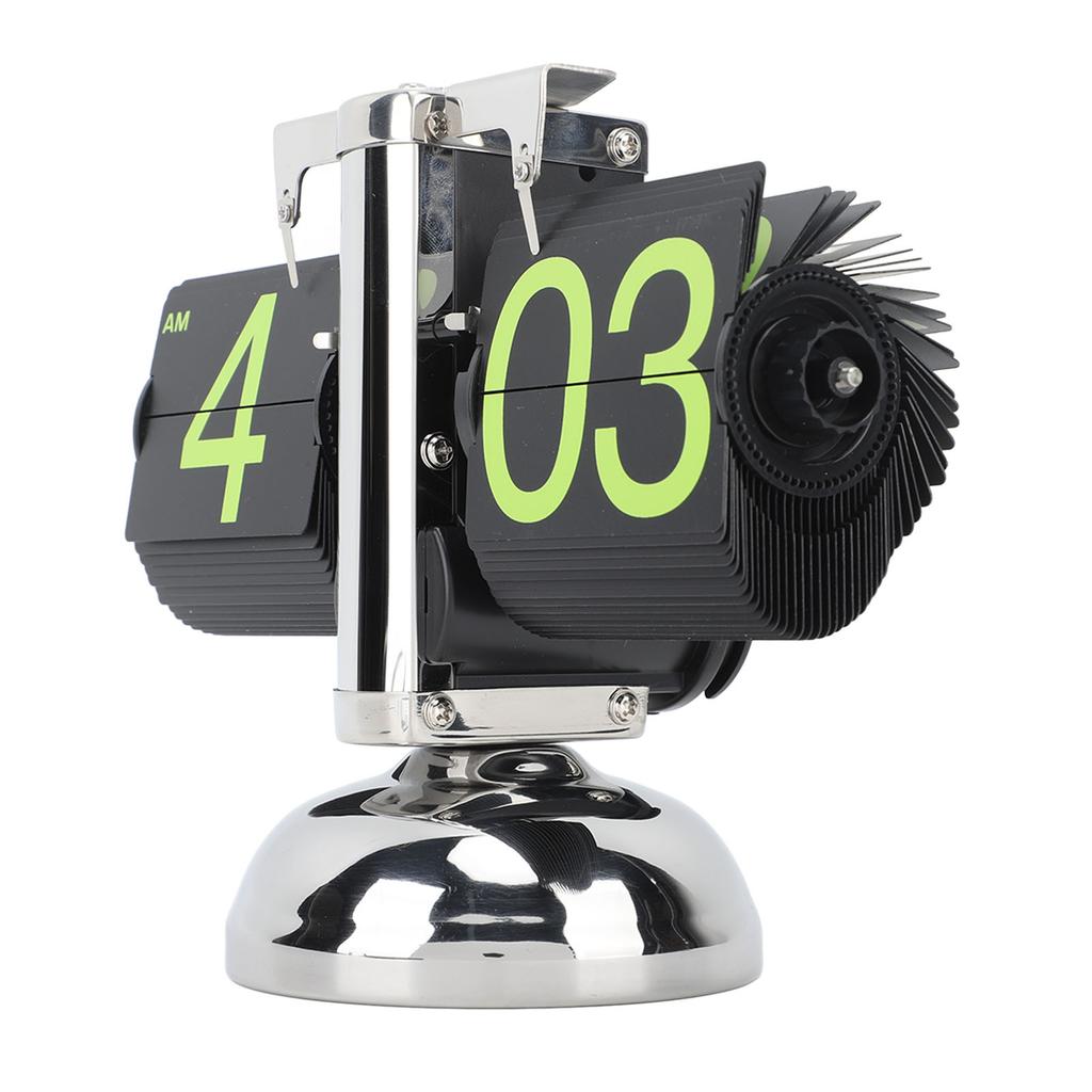 European Style Retro Digital Flip Down Clock 304 Stainless Steel Auto Mechanical Digital Flip Desk Clock for Home