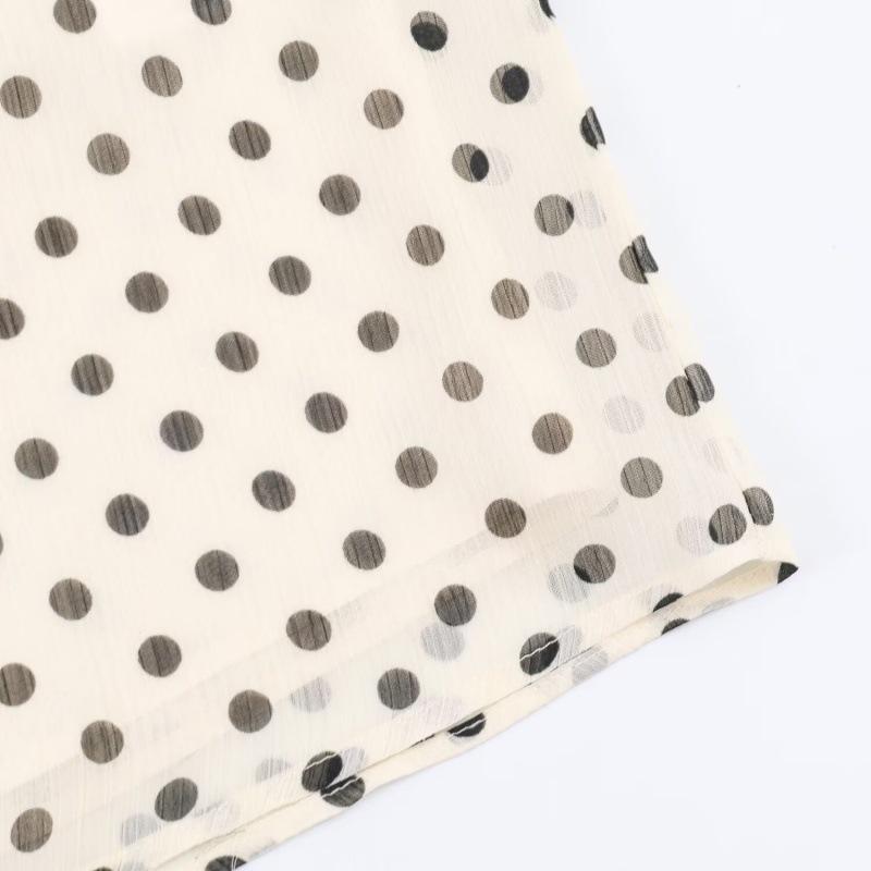 Women's Fashion: European and American Style Polka Dot Casual Loose Long Sleeve Shirt