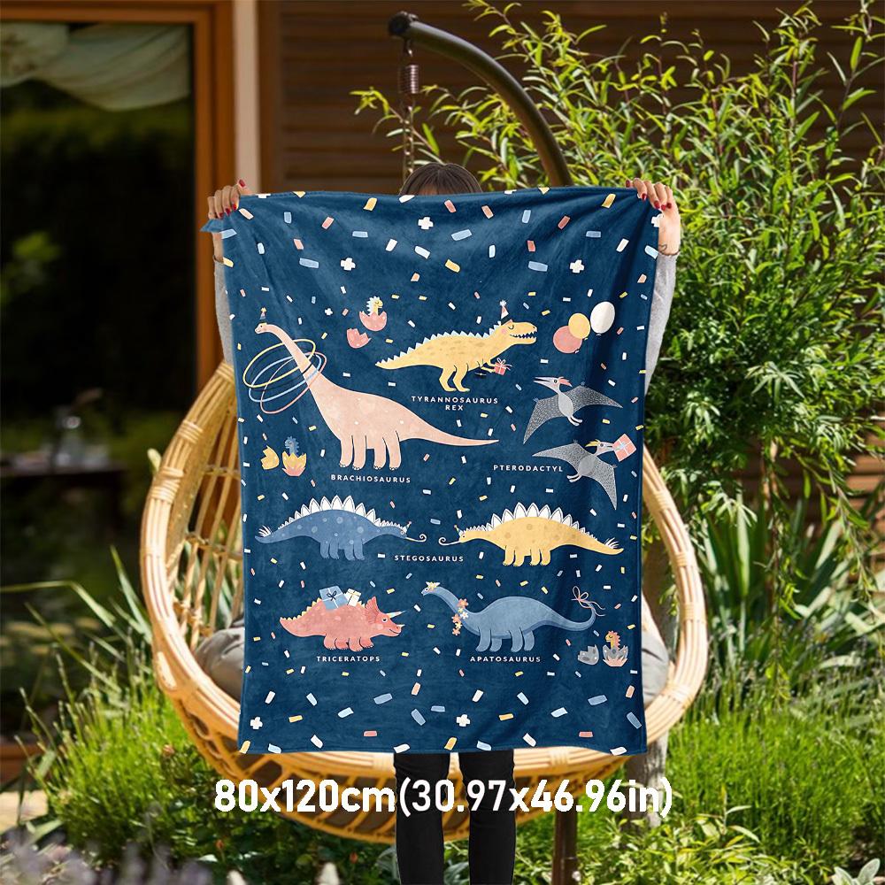 

1PC Dinosaur PartyOutdoor Flannel Blanket - Soft Plush Decor for Picnics, camping, Bedroom, Playroom, Office, or Lunch Break 1223A 80x120cm(31x47inch)