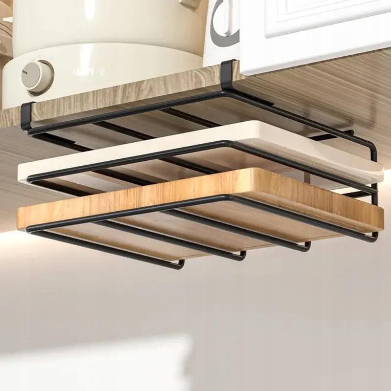 Stand Shelf For Cutting Boards Hanging Metal Black For Kitchen