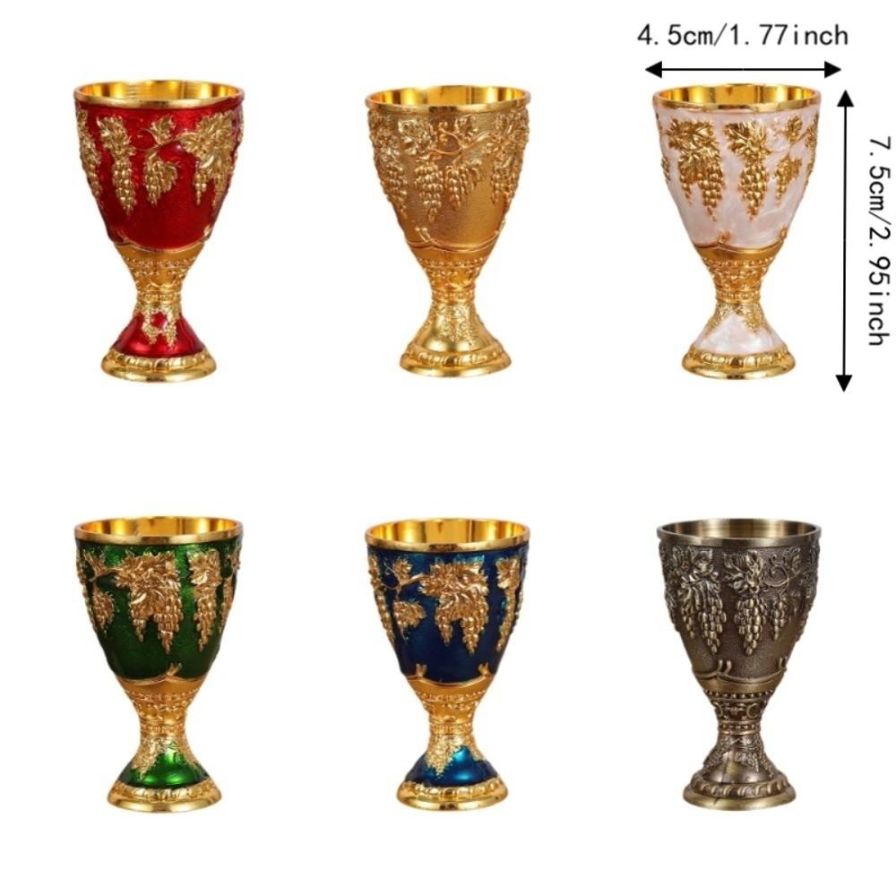 Decorative Grape Wine Glasses European Style Vodka Goblet Liquor Glass Vintage Metal Wine Cup Gift