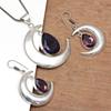 Set Amethyst Anhänger Ohrringe Mädchen Ohrring Halskette Sterling