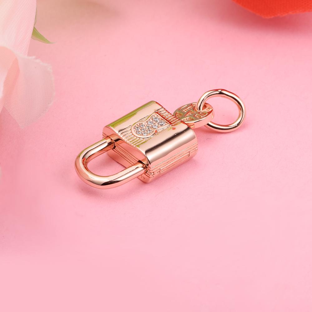 Rose Gold Plated Padlock and Key Dangle Charm 925 Sterling Silver Beads Fits Europe Bracelets DIY Jewelry Making 2022 New