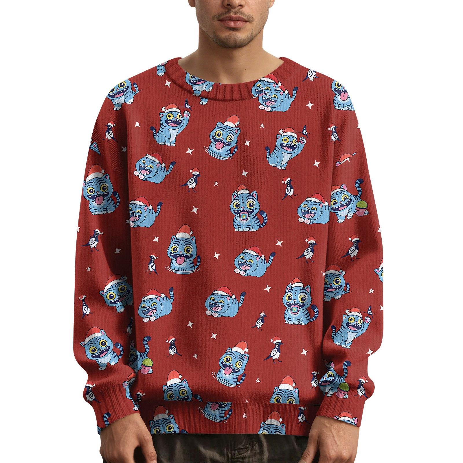

Men s Sweater With Fun Movie-Themed Print Collar XL