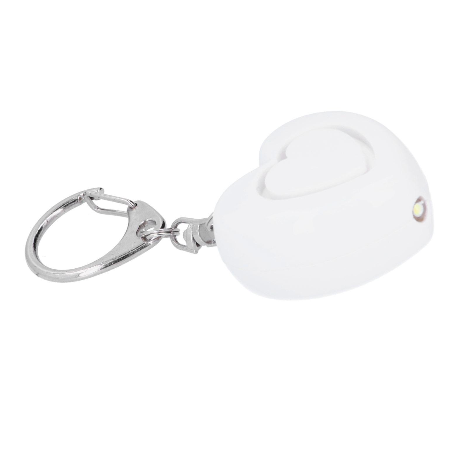 

130 дБ Сигнализация самозащиты Светодиодный фонарик Защита от нападения Аварийное оповещение Форма сердца для пожилых женщин, детей белый