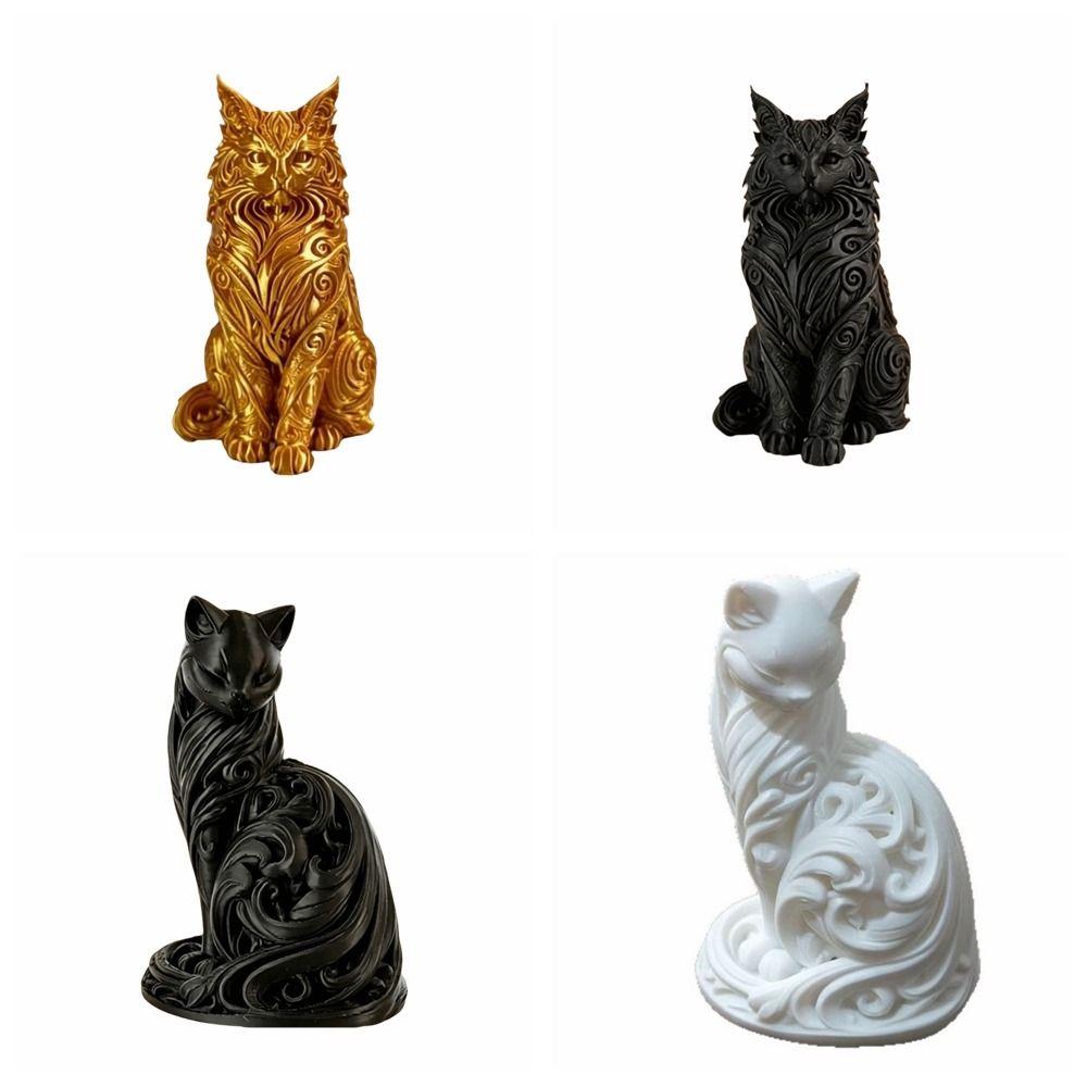 Nordic-Style Desktop Cat Ornaments Cute Sitting Cat Sculpture Cat Statue Living Room Decor