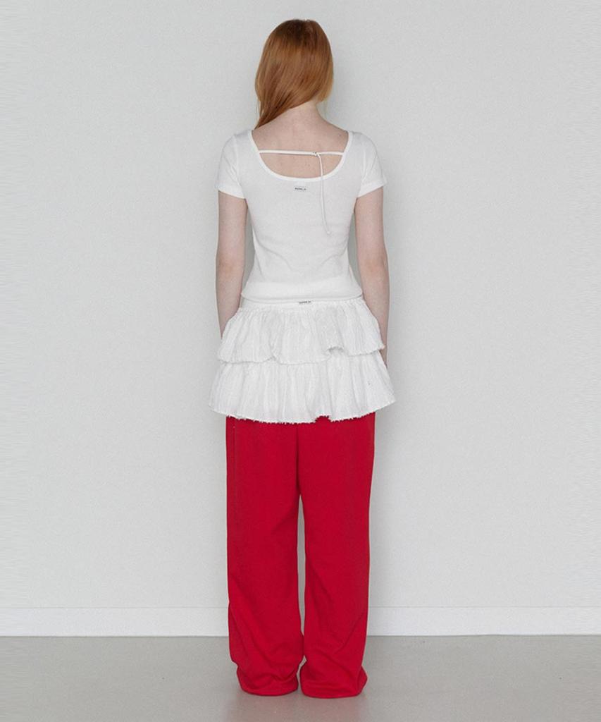 Lense Back Point Boat Neck Half Tee White