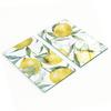 Glass Kitchen Cutting Boards with Watercolor Lemon Graphics 2x30x52 Cm