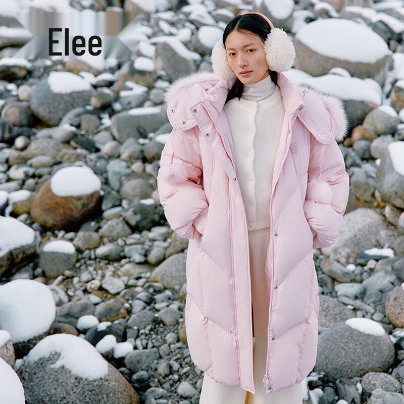 Women's Sweet Pom-Pom Hooded Long Duck Down Coat