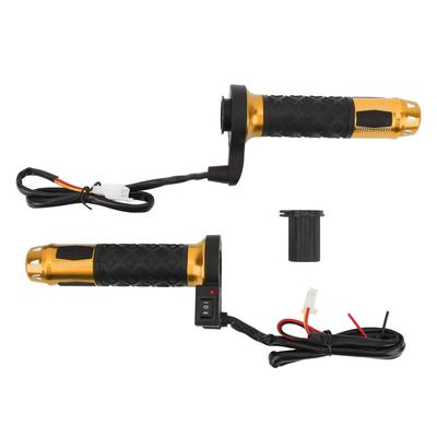 1 Pair Motorcycle Heated Hand Grip 3 Gear Temperatures Non Slip Aluminum Alloy ABS 22mm Handlebar Heated Grips 12V Gold