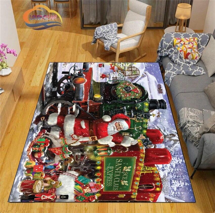 3D Printed Christmas Floor Mats Carpet  Santa  Fashion Bedroom Mat Living Room Office Children  Home Decor