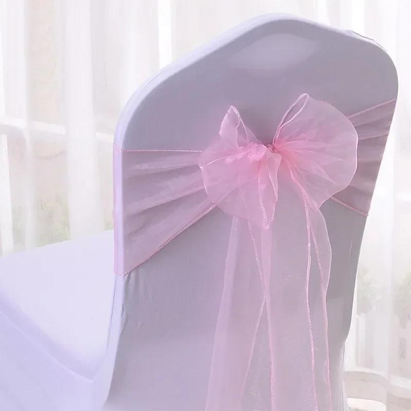 25Pcs Chairs Sashes for Wedding Chair Covers Chair Bow Sashes Chairs Ribbons for Party Ceremony Wedding Chair Decoration