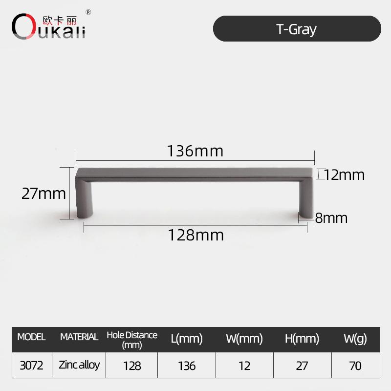 Oukali Modern Fashion Furniture Cabinet Handle Wardrobe Kitchen Matt Black Zinc Alloy Drawer 320mm Handles
