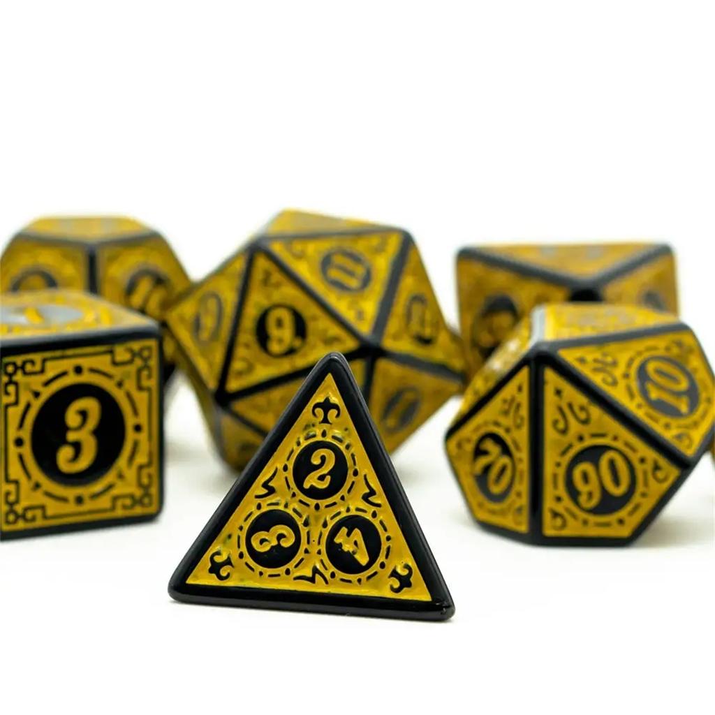 High Quality Plastic Dnd Dice Set 7Pcs Rpg Tabletop Gaming Dice With Unique Patterns & Retro Font - Free Shipping