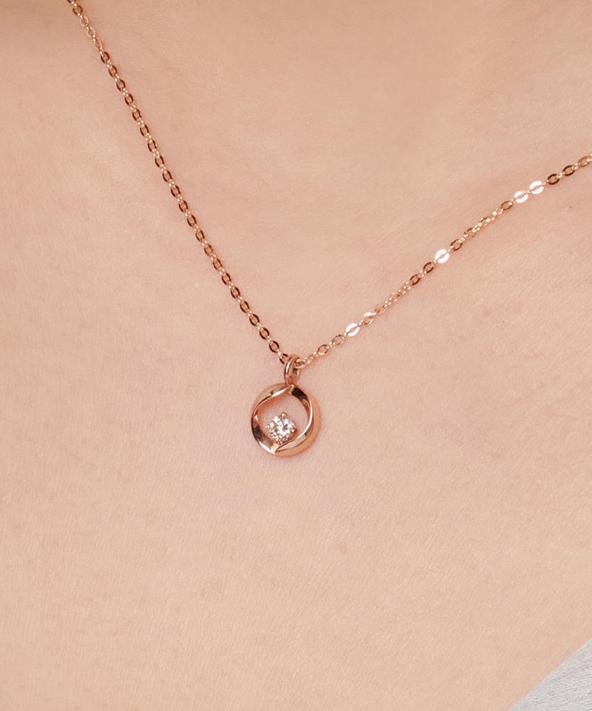 Loveenb [14K Gold] 0.1 Carat Lab-Worn Diamond Round Necklace