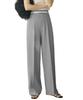 Kobe Lettuce Jersey Elastic Center Stylish and Comfortable Trousers Size Gray Wide-leg Pants, Slacks, Waist, Press, [M4019], L, Tall,