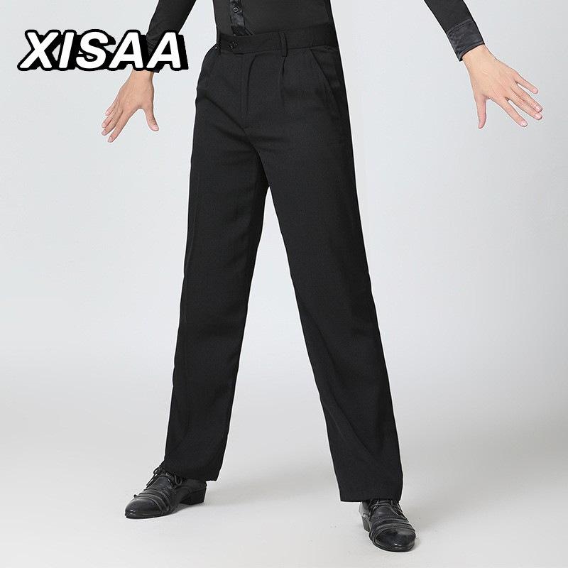 

XISAA Men s Latin Dance Straight Leg Dress Pants with Belt L