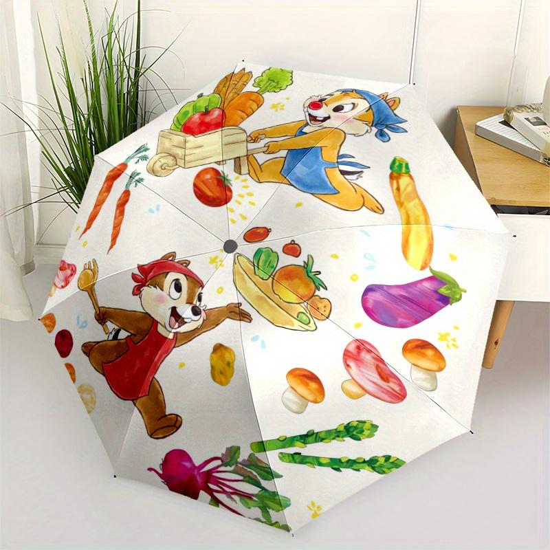 

Vegetables Chip & Dale Design Automatic Folding Cartoon Umbrella - 3 Folding Design, Vivid Cartoon Pattern, Suitable for Outdoor Activities,