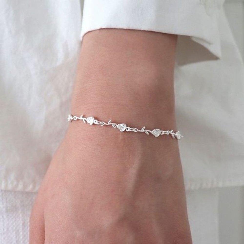 (Silver925) Rose Bracelet Silver Anklet Simple