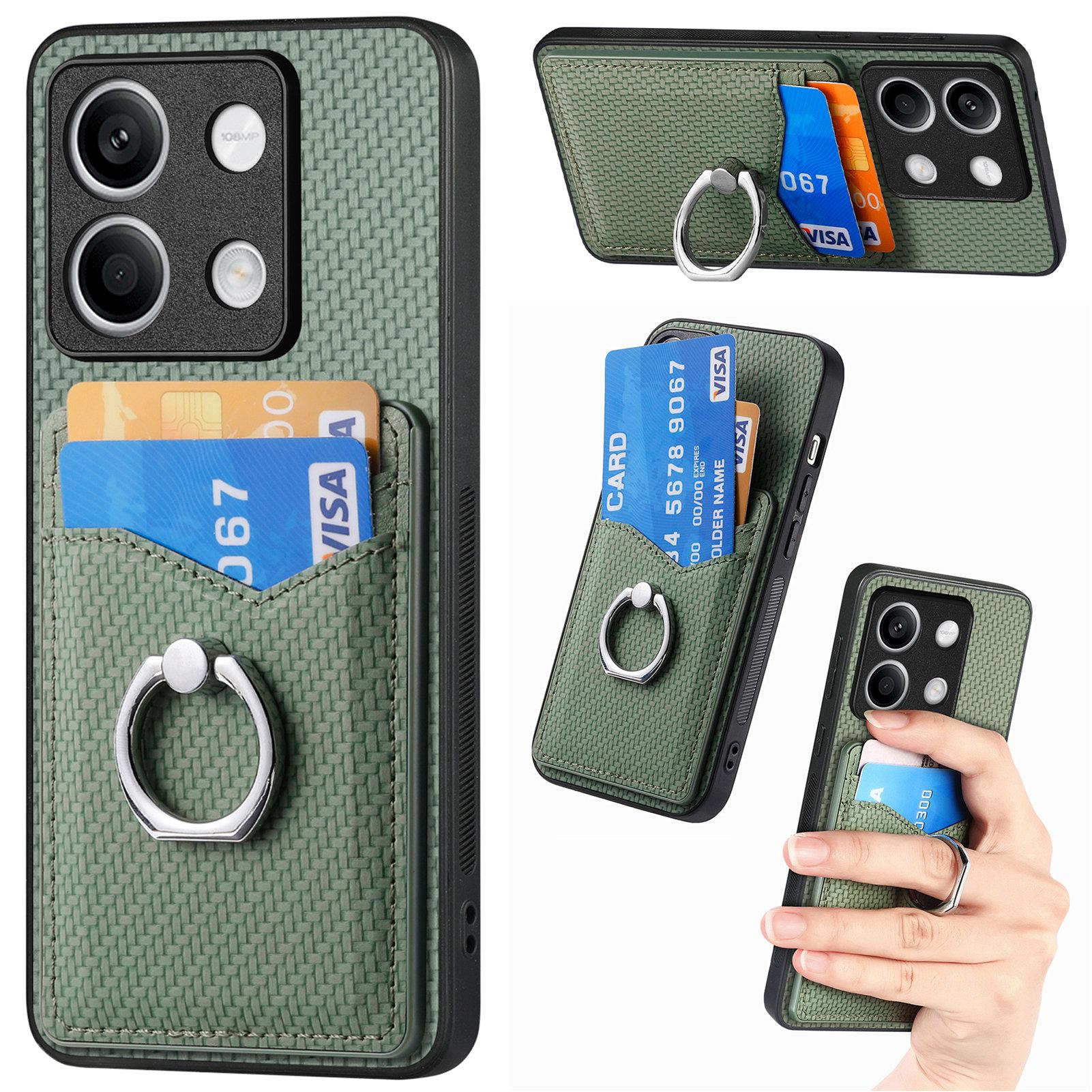 

For Xiaomi Redmi Note 13 5G Case PU Leather+PC+TPU Card Holder Slot Back Phone Cover Green