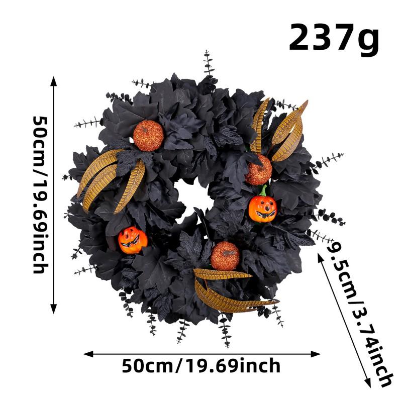 Halloween Black Maple Wreath Ghost Party Decorative Pumpkin Vine Hoop Door Hanging Prop