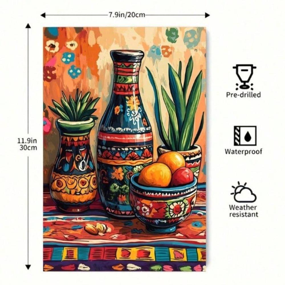 Cinco De Mayo Metal Sign Sugar Skull Wall Art Cactus Floral Decor 8X12 Inches Outdoor Indoor