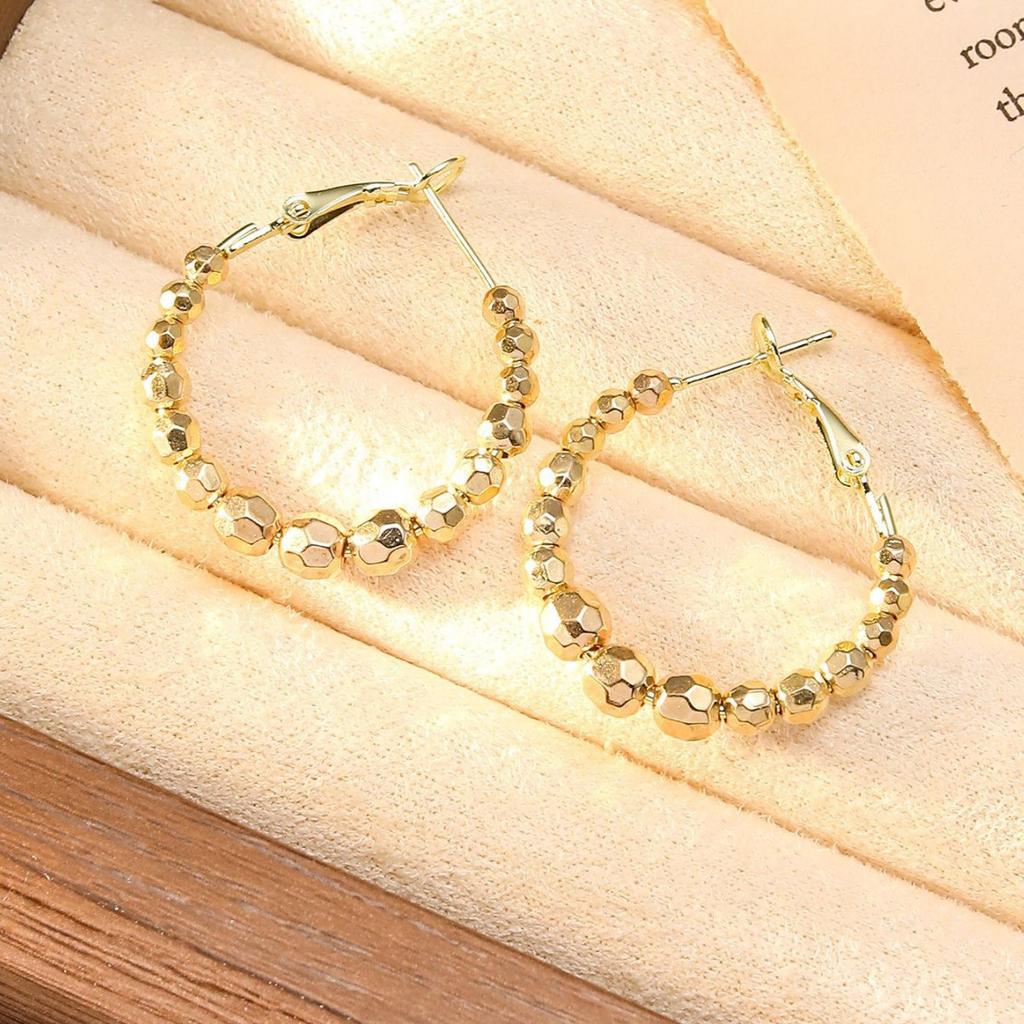 Time Comes And Goes, Bead Earrings, Premium Ear Buckles, Light Luxury Niche Earrings, 925 Silver Needle Earrings, Fashionable And Versatile Earrings.