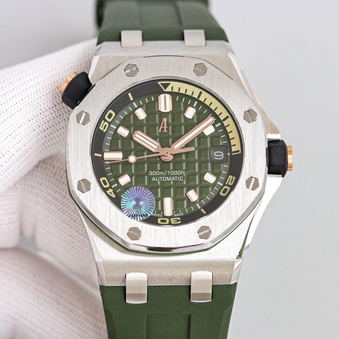 

Новий AP Royal Oak Offshore 15720ST Механічний чоловічий годинник з нержавіючої сталі з циферблатом Tapestry та гумовим ремінцем