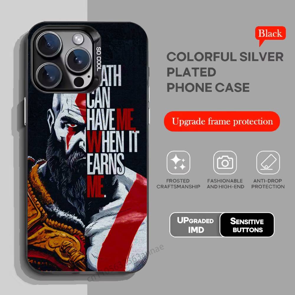 G-God OF War K-Kratos telefono dėklas iPhone 17,16,15,14,13,12,11,Pro,Max,Plus,Mini,X,XS,XR,8,S,SE minkštas juodas dėklas
