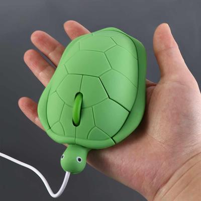 Ratón Óptico con Cable con Forma de Tortuga Verde para Ordenador Portátil 1200 DPI 3 Botones con 3,6 Pies