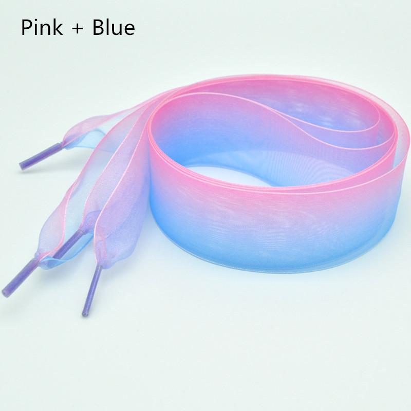 4 cm Widened Gradient Color Organza Shoelaces Chiffen Yarn Bow Wide Laces Trend Beauty White Casual Sneaker Shoes Laces Dropship
