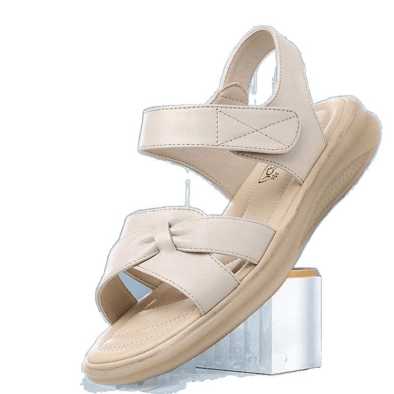 Cow Tendon Sole Mother Shoes Sandals Women Go Out Flat Summer New Comfortable and Lightweight Middle-aged and Elderly Leather Sandals.
