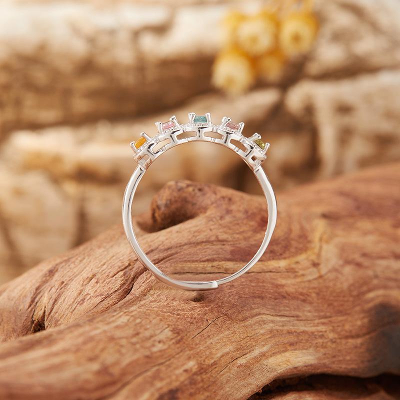 Color Treasure Earrings Natural Tourmaline Ring Women'S S925 Sterling Silver Gemstone Index Finger Ring Xiaohongshu Model