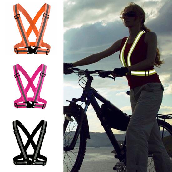 Adjustable Safety Reflective Vest Straps Jacket Night Running Cycling Sport Gear