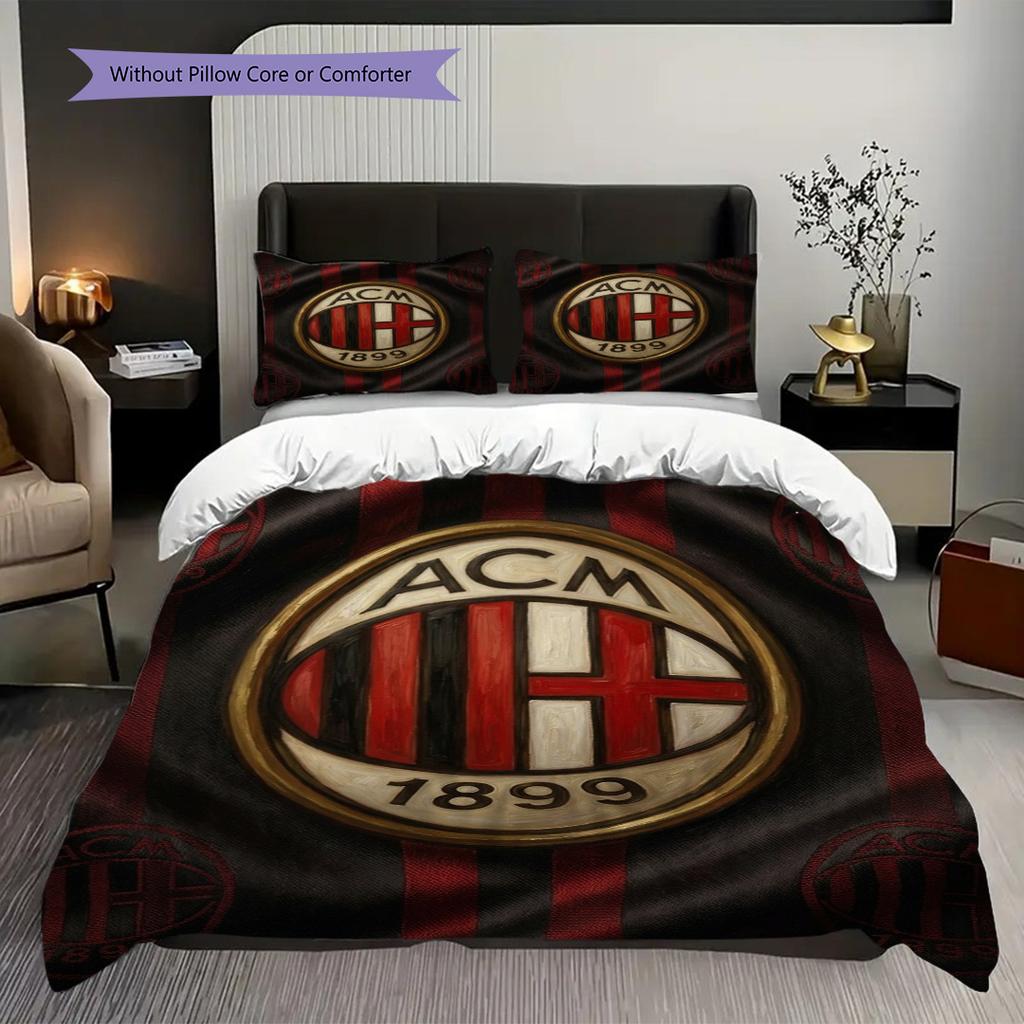 AC Milan Legacy: Passion Field Three-piece set (1 * duvet cover + 2 * pillowcase, without core) Bedding set Duvet cover and pillowcase