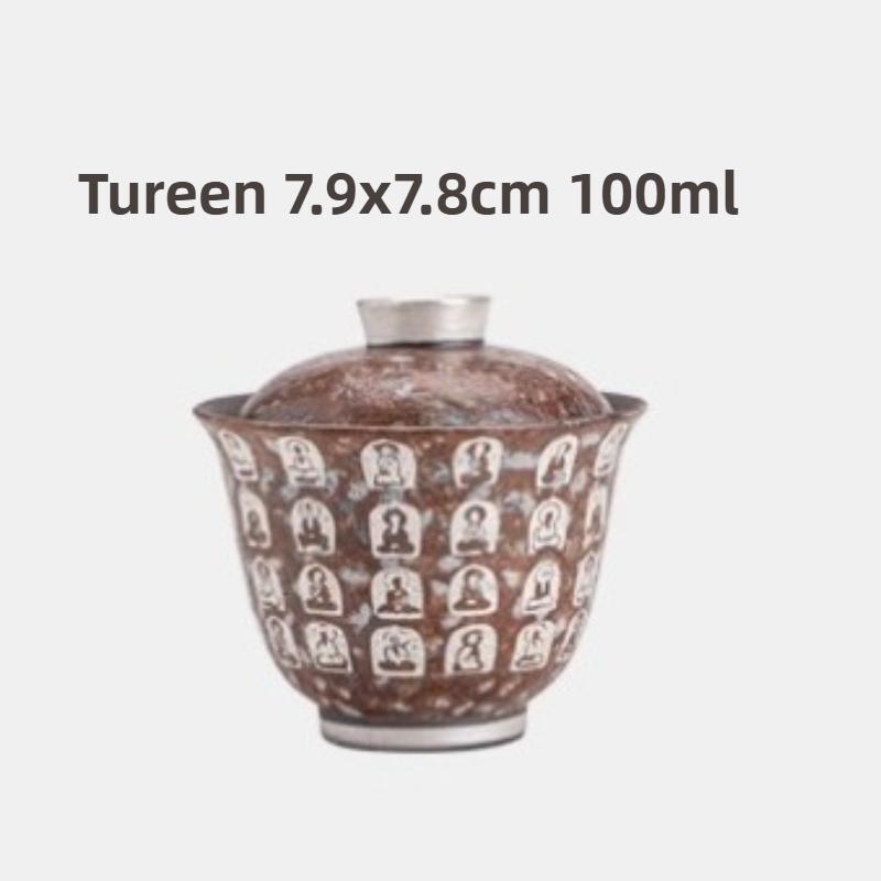 Dunhuang Mural Wanfo Cover Bowl, Single High-end Household Not Hot, Single Small Ceramic Tea Bowl
