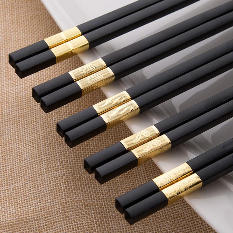 10 Pairs 24cm Reusable Chopsticks Non-Slip Chopstick Sushi Sticks Chinese Sticks To Eat Food Chinese Wood Chopsticks Set KZ004