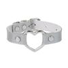 Silvery Heart Gothic Studded Bracelet Pu Leather Adjustable Black Wristband Rock Punk Cuff Bangles