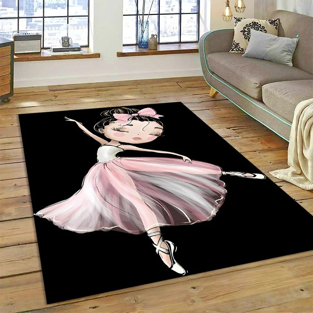 Niedlicher Traum Ballett Mädchen Teppich Leicht zu Reinigen Zuhause Flur Balkon Badezimmer Rutschfest Salon Sofa Boden Große Fläche Deko Weicher Teppich