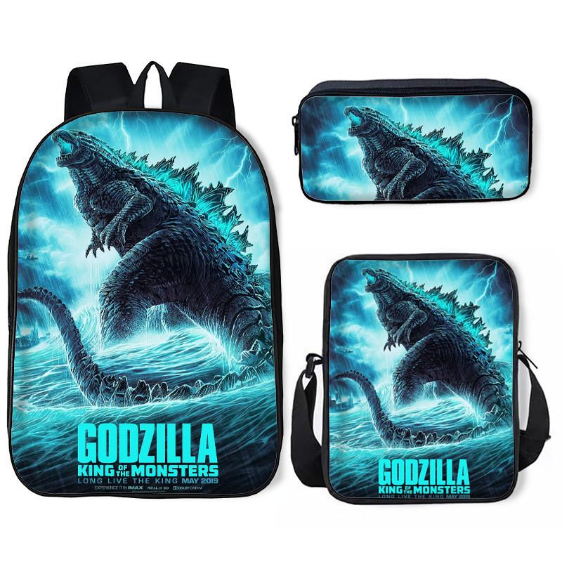 Set de Mochila Infantil Godzilla Vs Kong con Tejido Oxford Transpirable para Uso Escolar